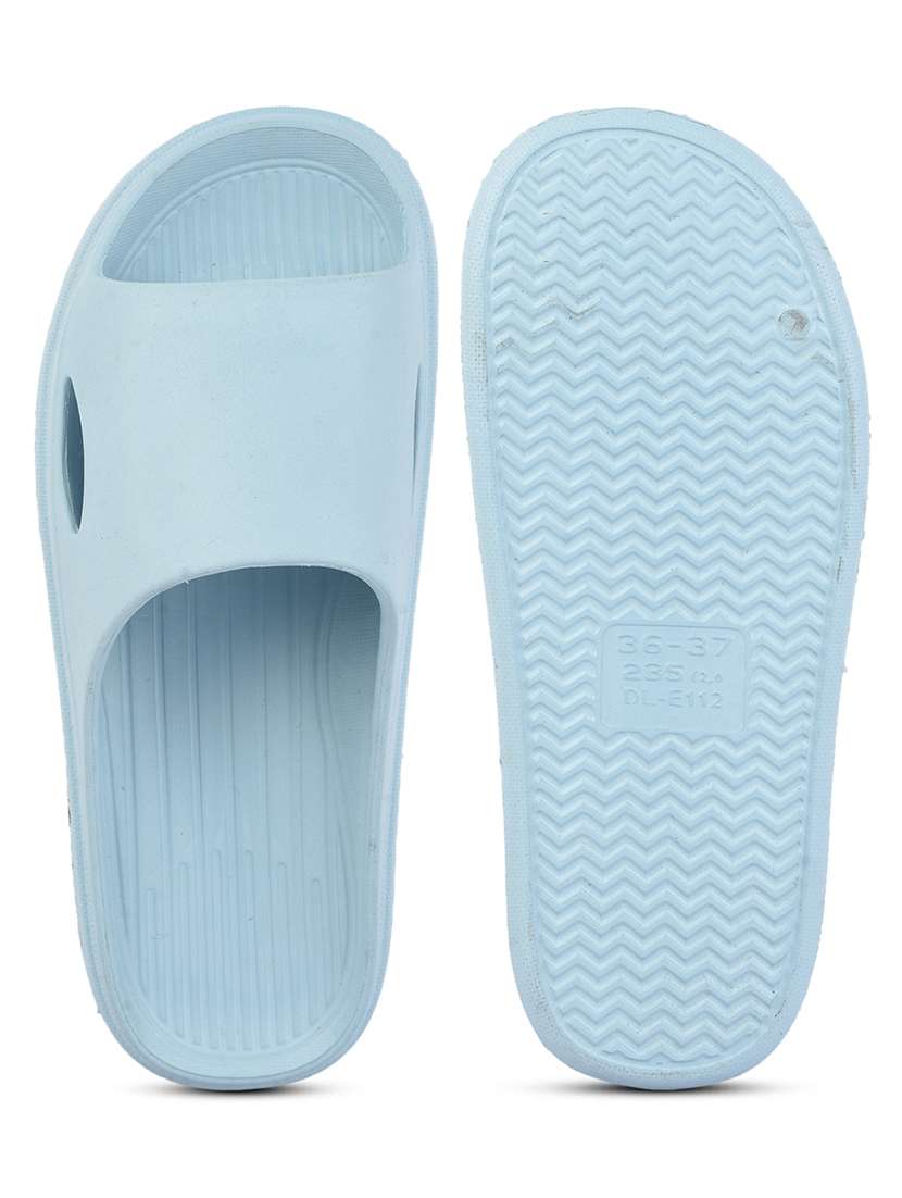 solid light blue slides flip flops - 21136639 -  Standard Image - 4