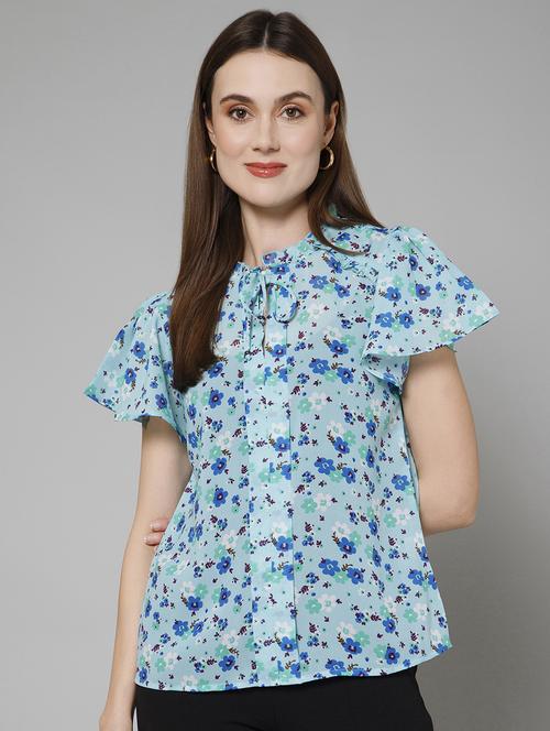 women light blue florals printed top - 21137829 -  Standard Image - 0