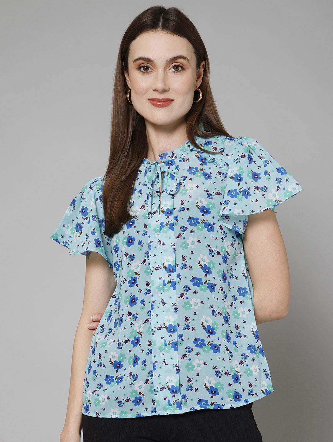 women light blue florals printed top - 21137829 -  Zoom Image - 0