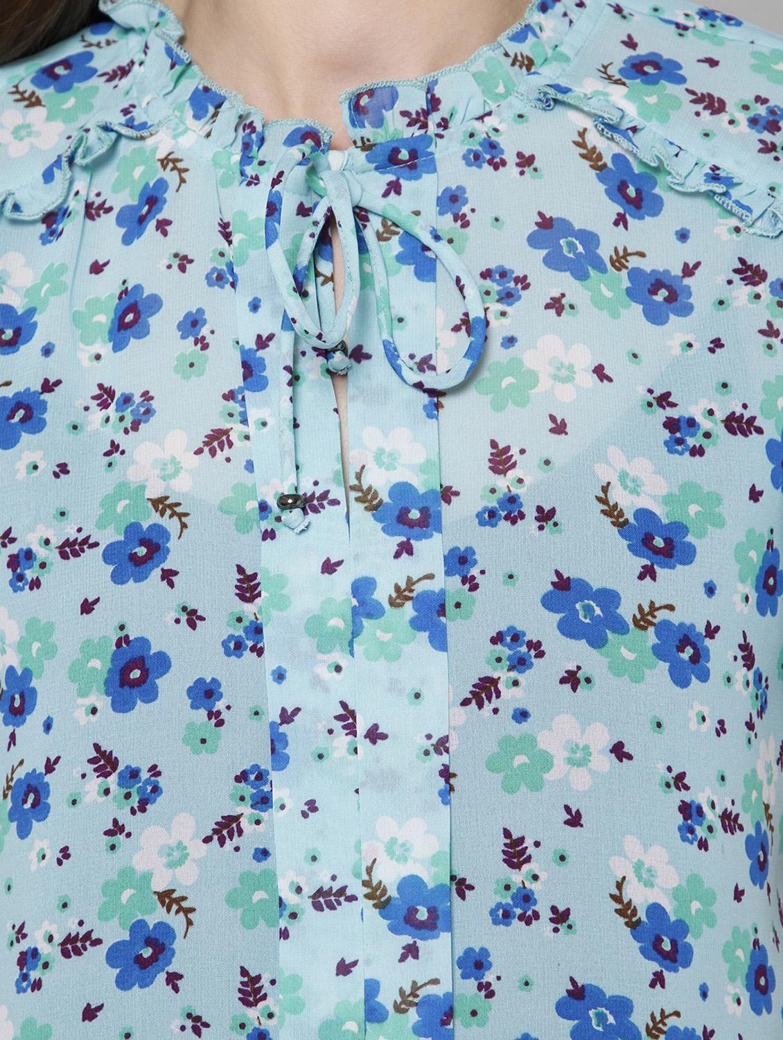 women light blue florals printed top - 21137829 - Standard Image - 4