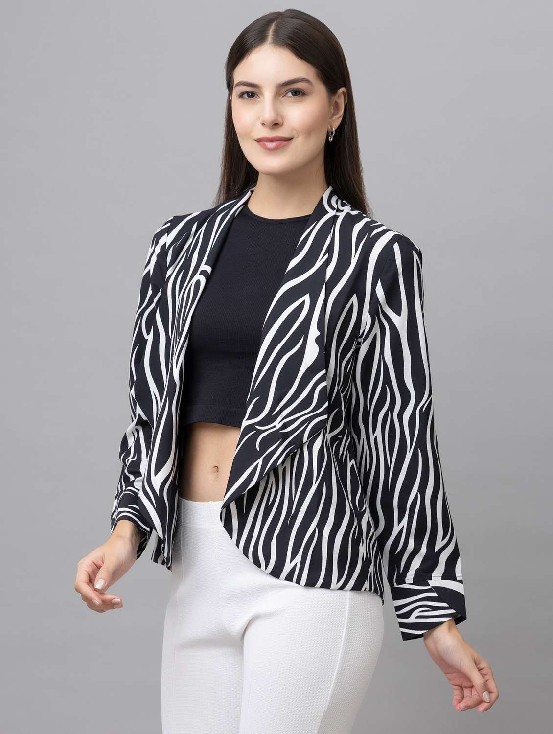 women black animal printed shrug - 21137836 -  Standard Image - 1