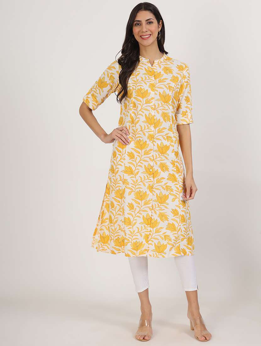 women roll up sleeve a-line kurta - 21137861 -  Zoom Image - 0