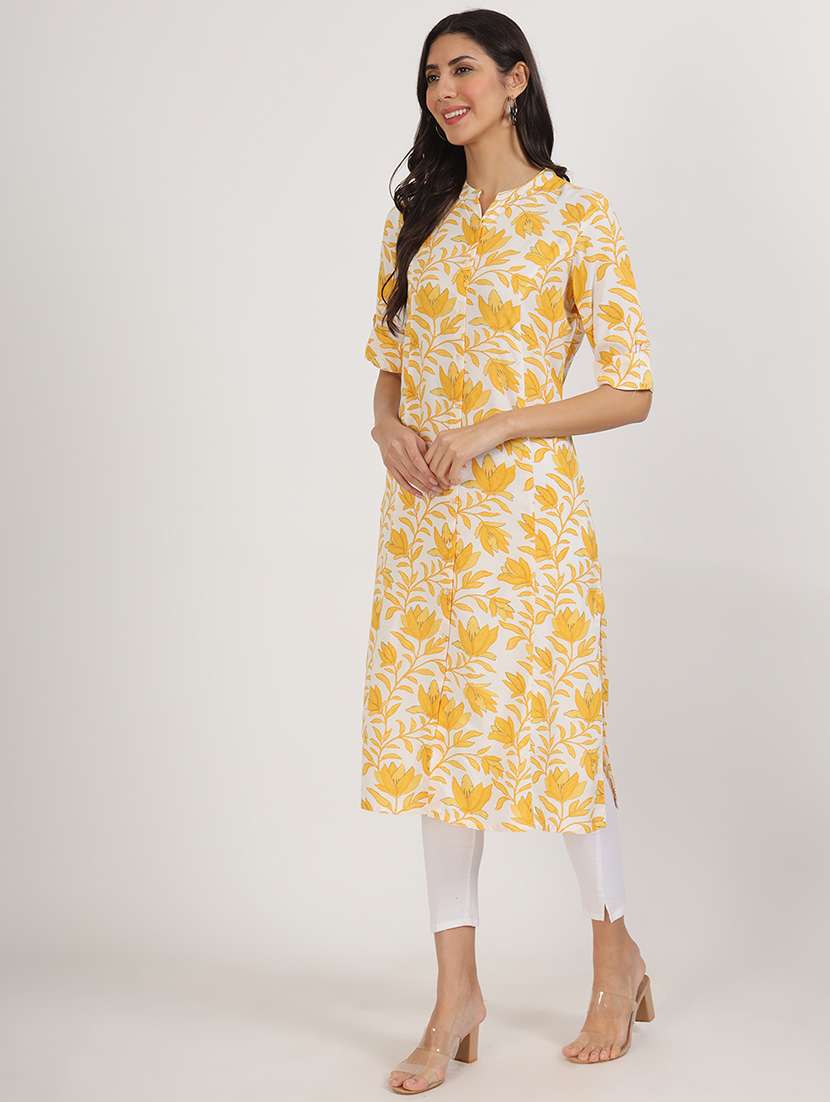 women roll up sleeve a-line kurta - 21137861 -  Standard Image - 1