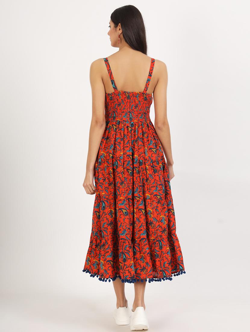 women red paisley printed tiered dress - 21137910 - Standard Image - 4