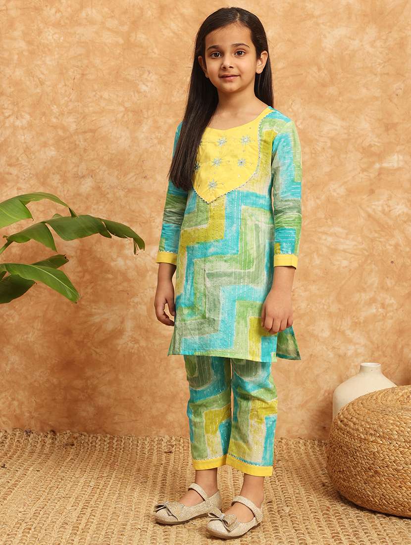 girls printed kurta palazzo suit set - 21138288 -  Standard Image - 1
