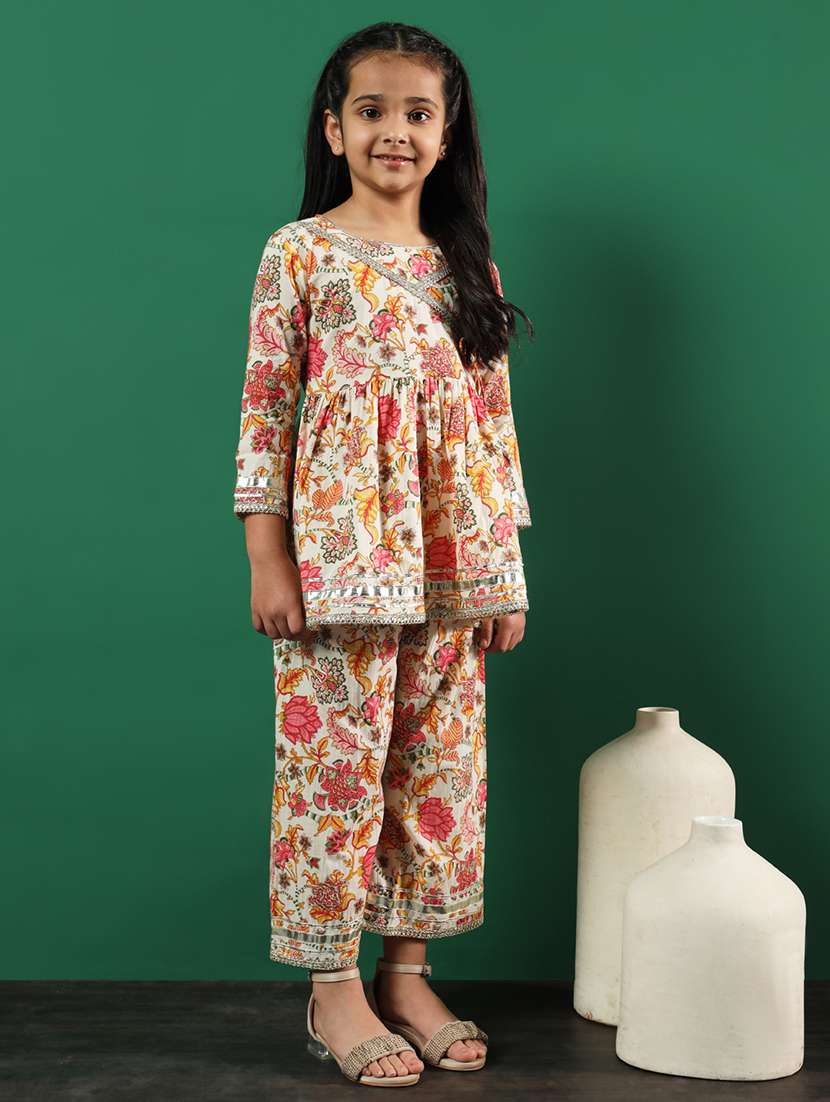 girls printed kurta palazzo suit set - 21138297 -  Standard Image - 1