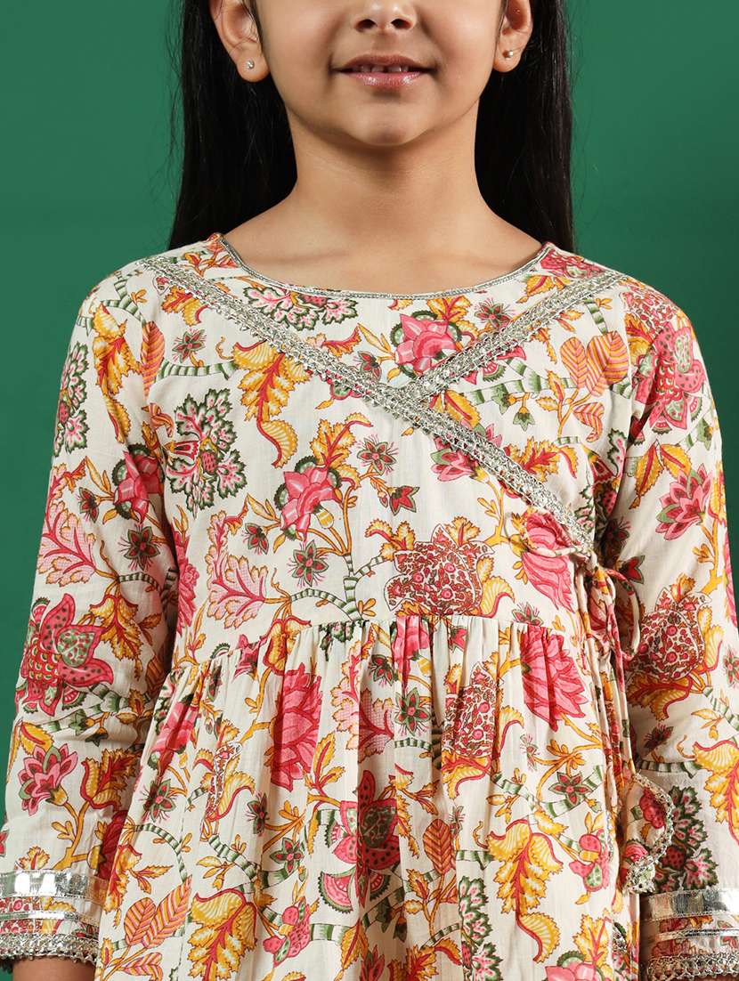 girls printed kurta palazzo suit set - 21138297 -  Standard Image - 4