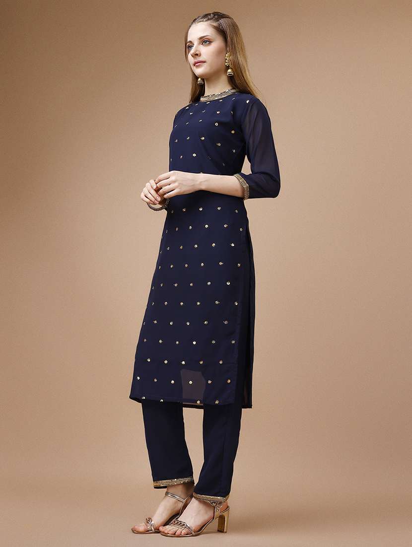 women three quarter sleeve kurta pant set - 21139046 -  Standard Image - 1