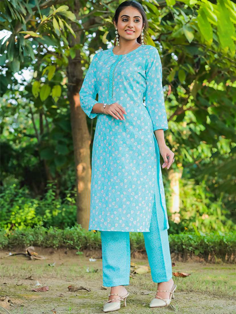women round neck kurta pant set - 21139133 -  Standard Image - 1
