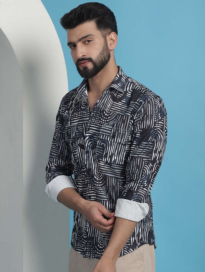 men printed casual shirt