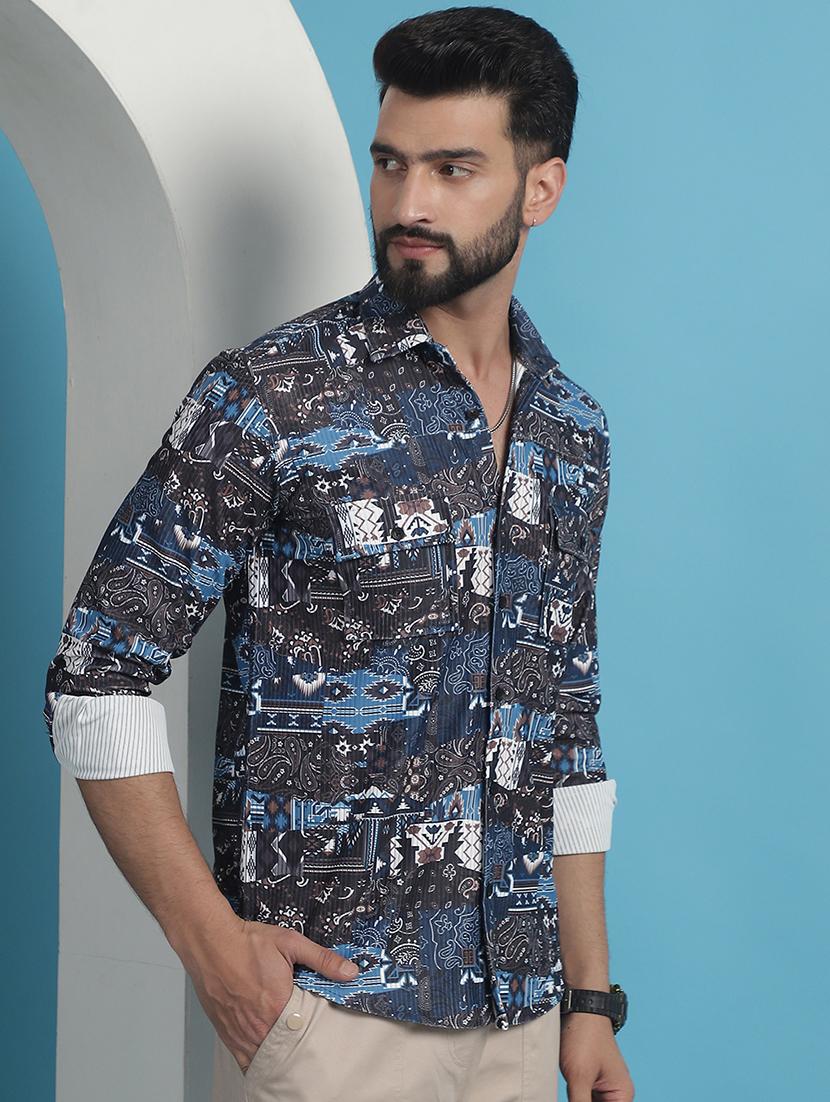 men printed casual shirt - 21139345 - Standard Image - 1