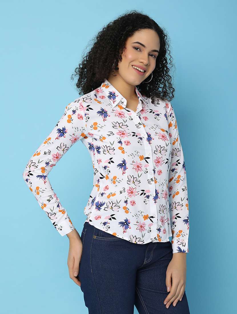 women long sleeved floral printed regular shirt - 21139459 - Standard Image - 1