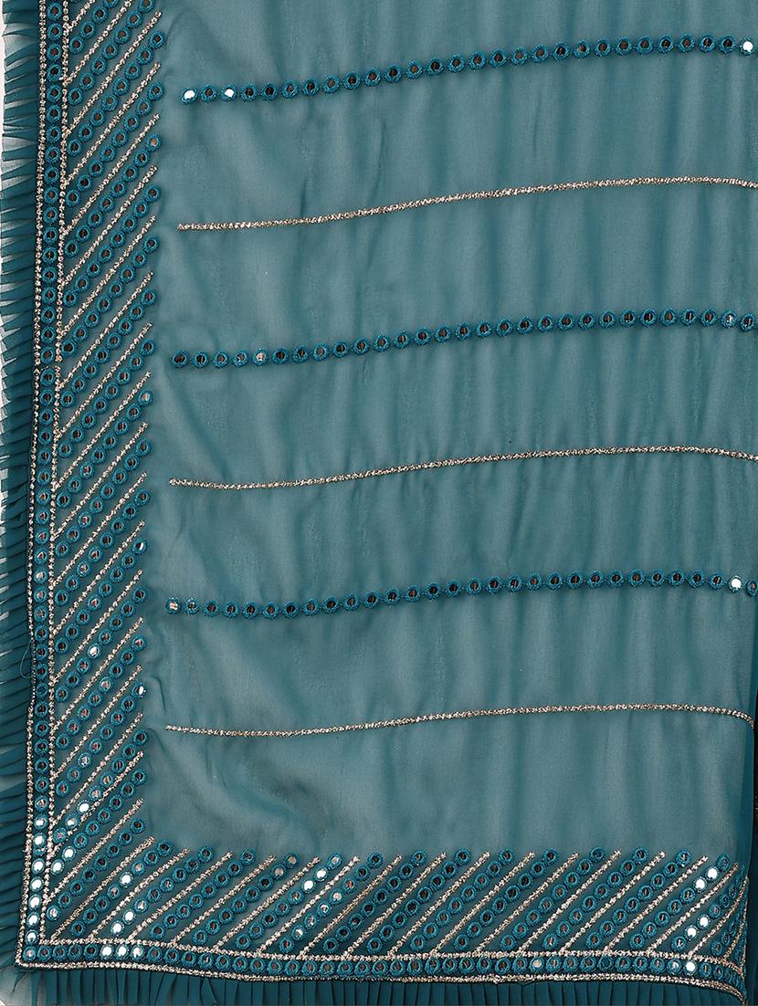 women solid with work saree with blouse - 21139856 - Standard Image - 4