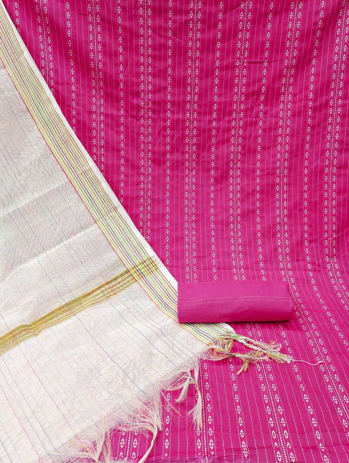 women pink self design unstitched suit - 21140051 - Standard Image - 4