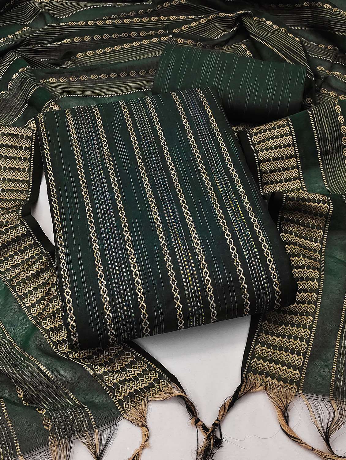 women bottle green self design unstitched suit - 21140058 - Standard Image - 1