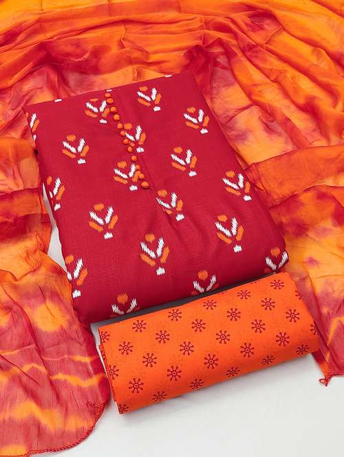 women red self design unstitched suit - 21140071 - Standard Image - 0