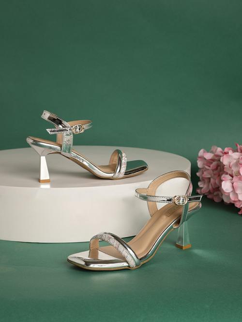 silver ankle strap sandal - 21140085 - Standard Image - 0