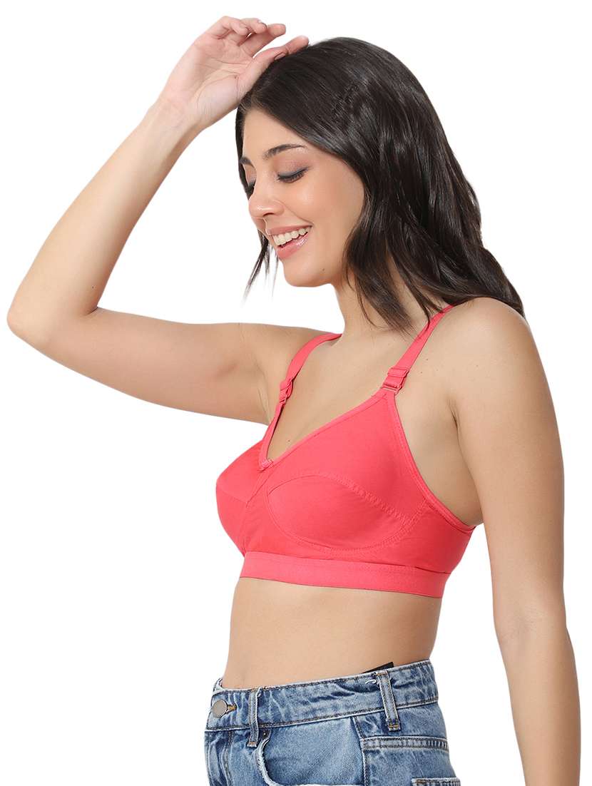 solid coral cotton t-shirt bra - 21140130 - Standard Image - 1