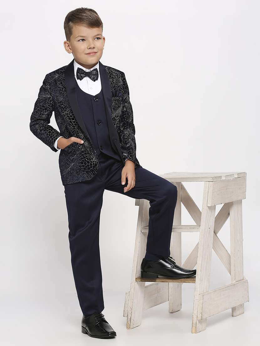 navy blue detailed suit set