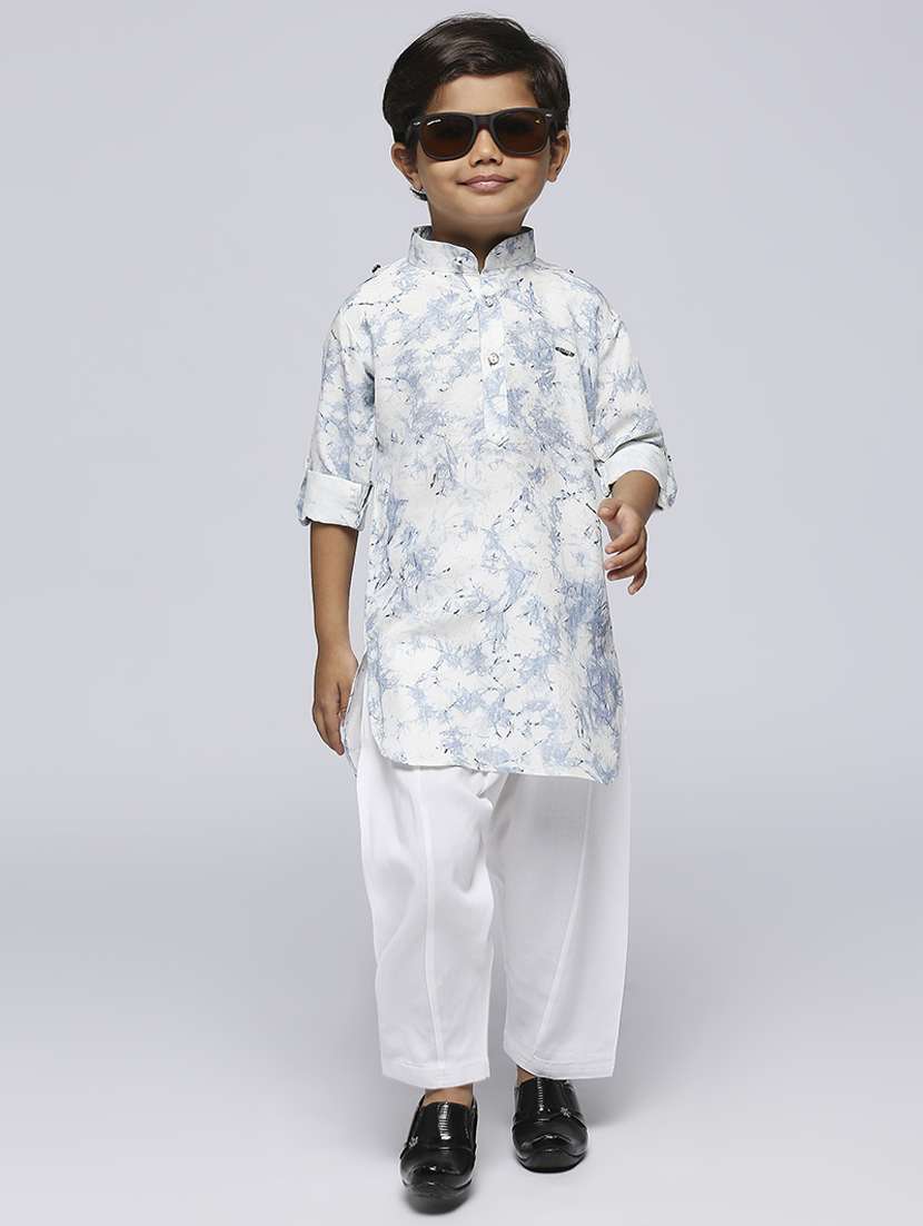 white printed kurta set - 21140132 -  Standard Image - 1