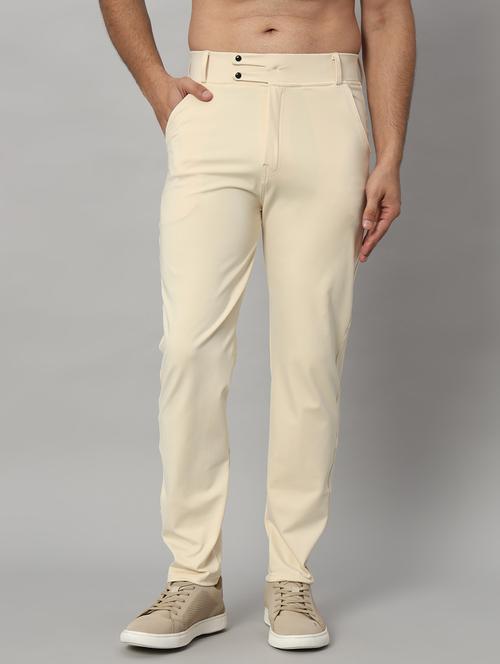 men solid flat front casual trouser - 21140145 - Standard Image - 0