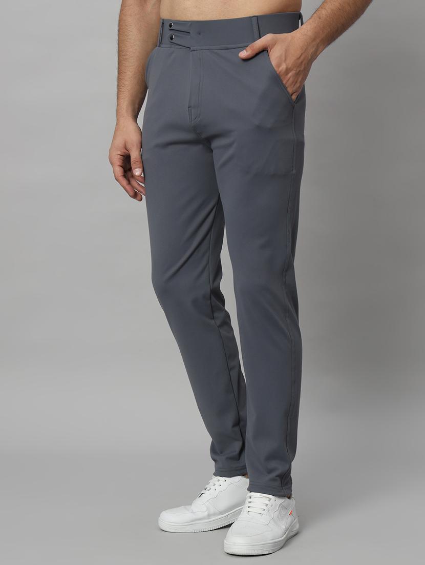 men solid flat front casual trouser - 21140151 -  Standard Image - 1