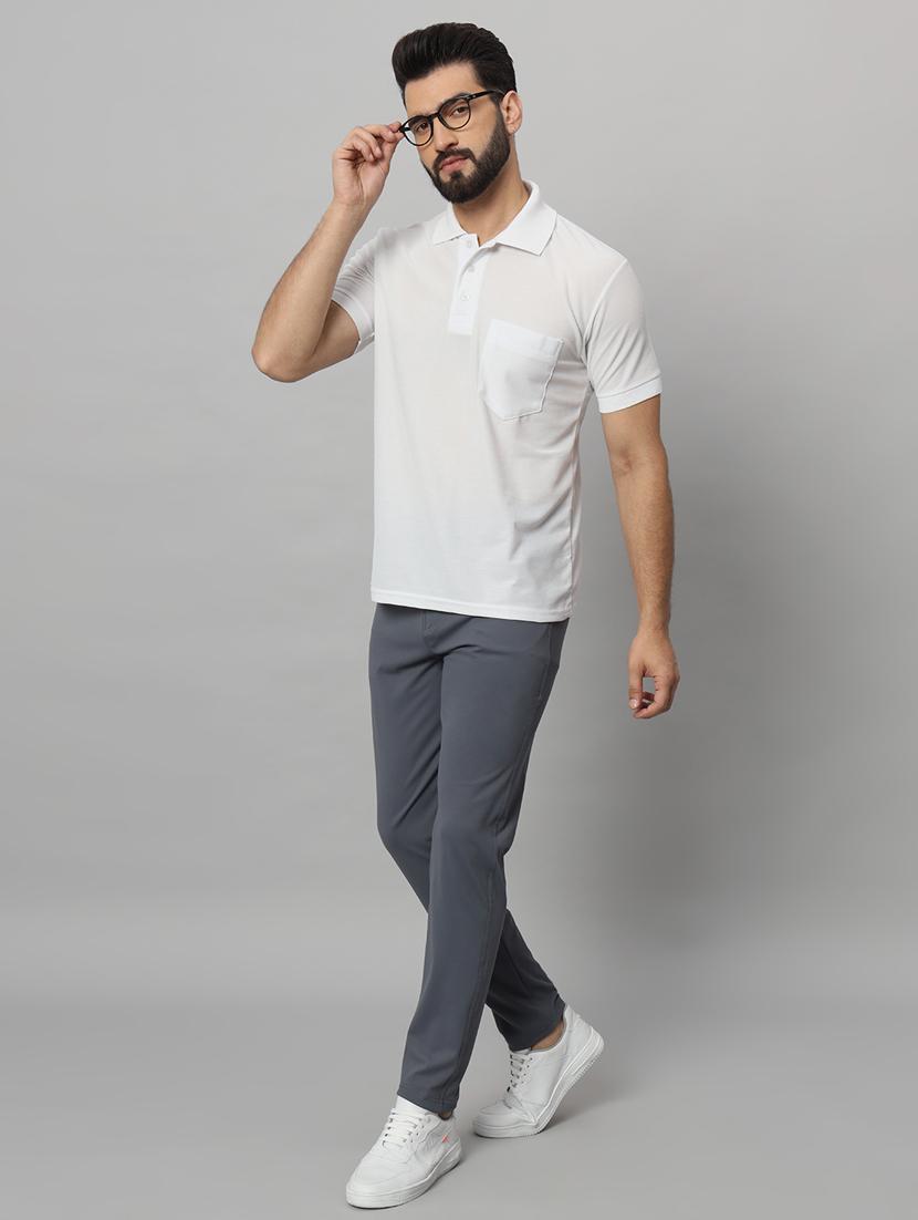 men solid flat front casual trouser - 21140151 - Standard Image - 4