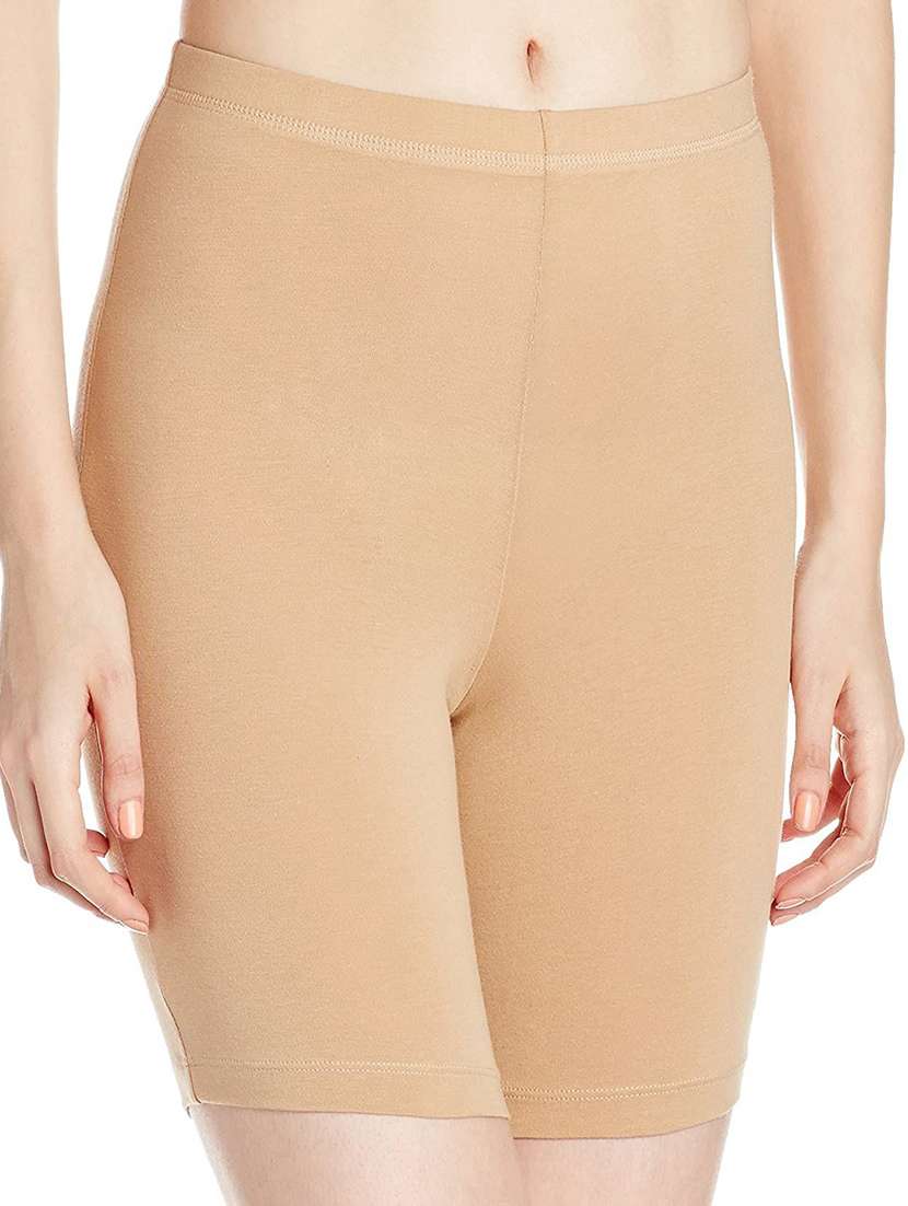 women beige solids cycling shorts 