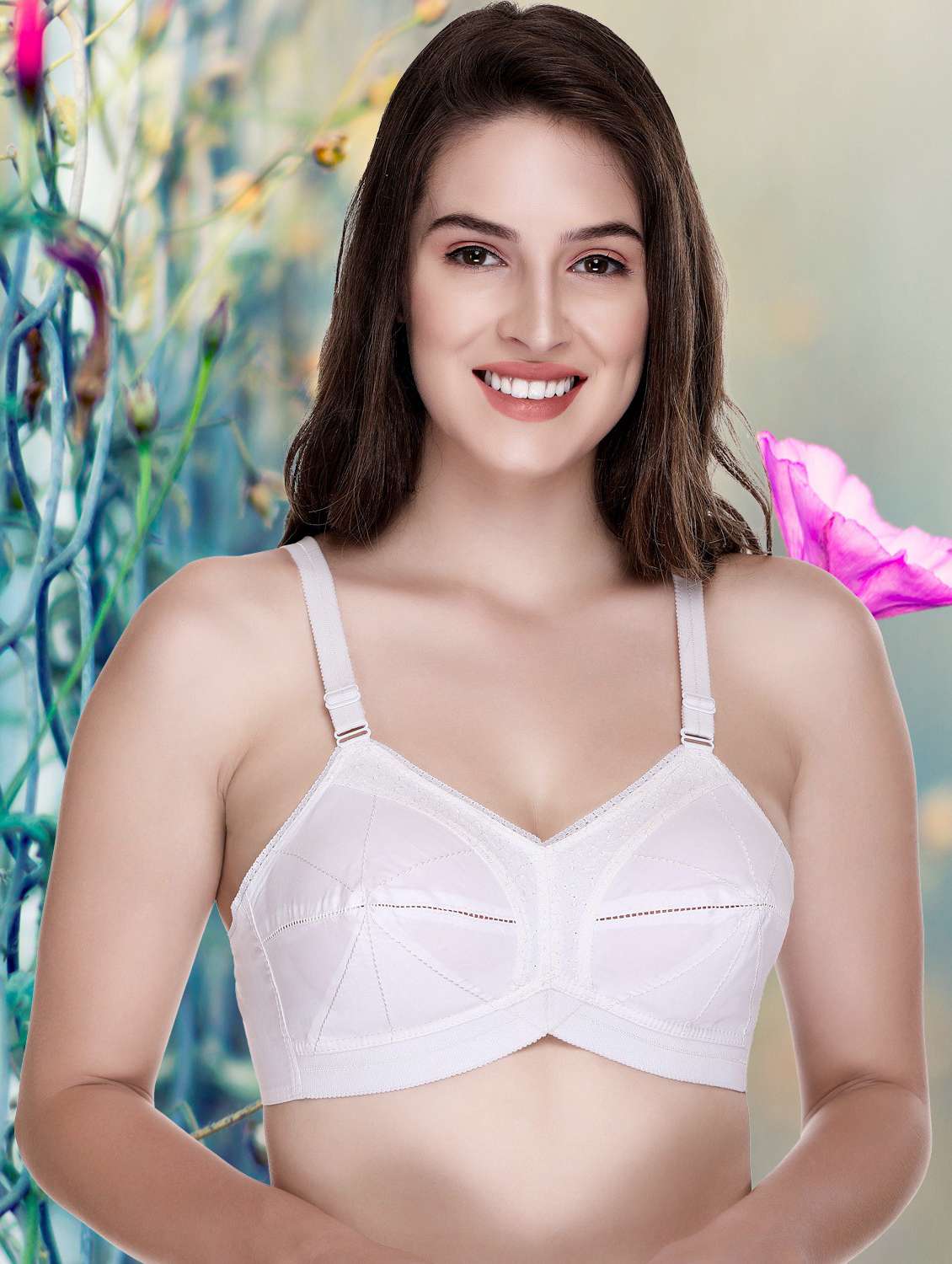 white cotton blend regular bra combo - 21140929 -  Standard Image - 1