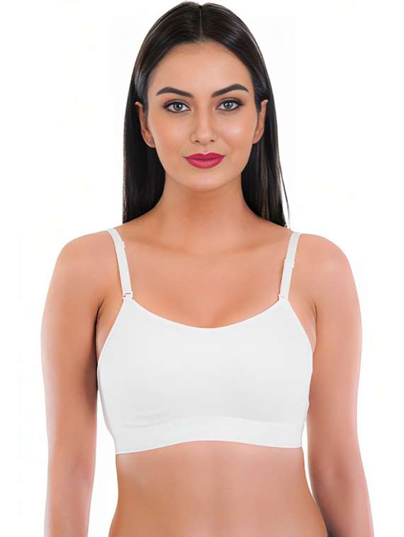 white cotton blend sports bra - 21141026 -  Zoom Image - 0