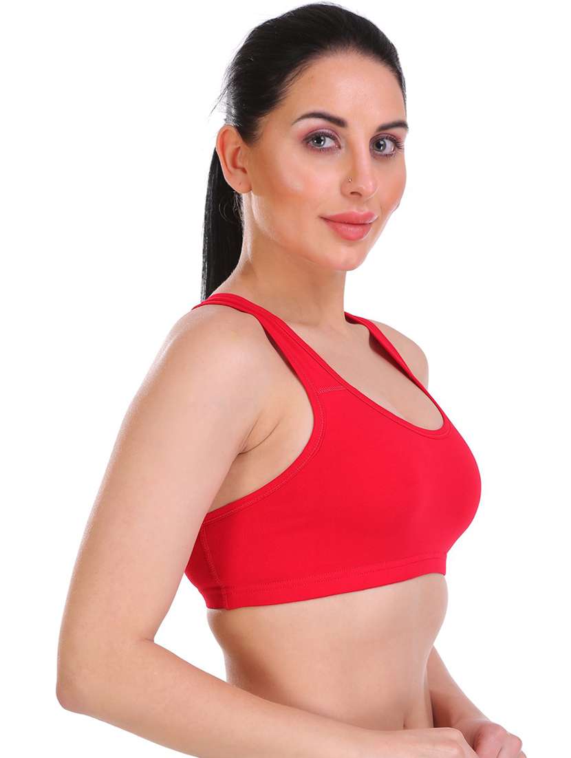 red cotton blend sports bra - 21141039 -  Standard Image - 1