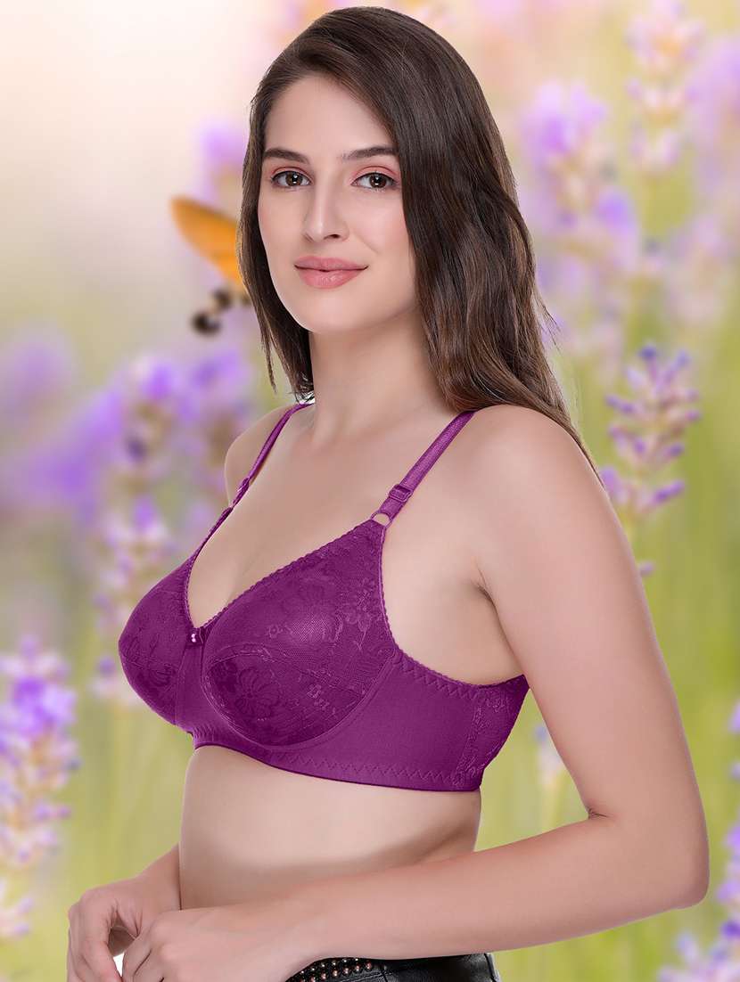 purple cotton regular bra - 21141050 -  Standard Image - 1