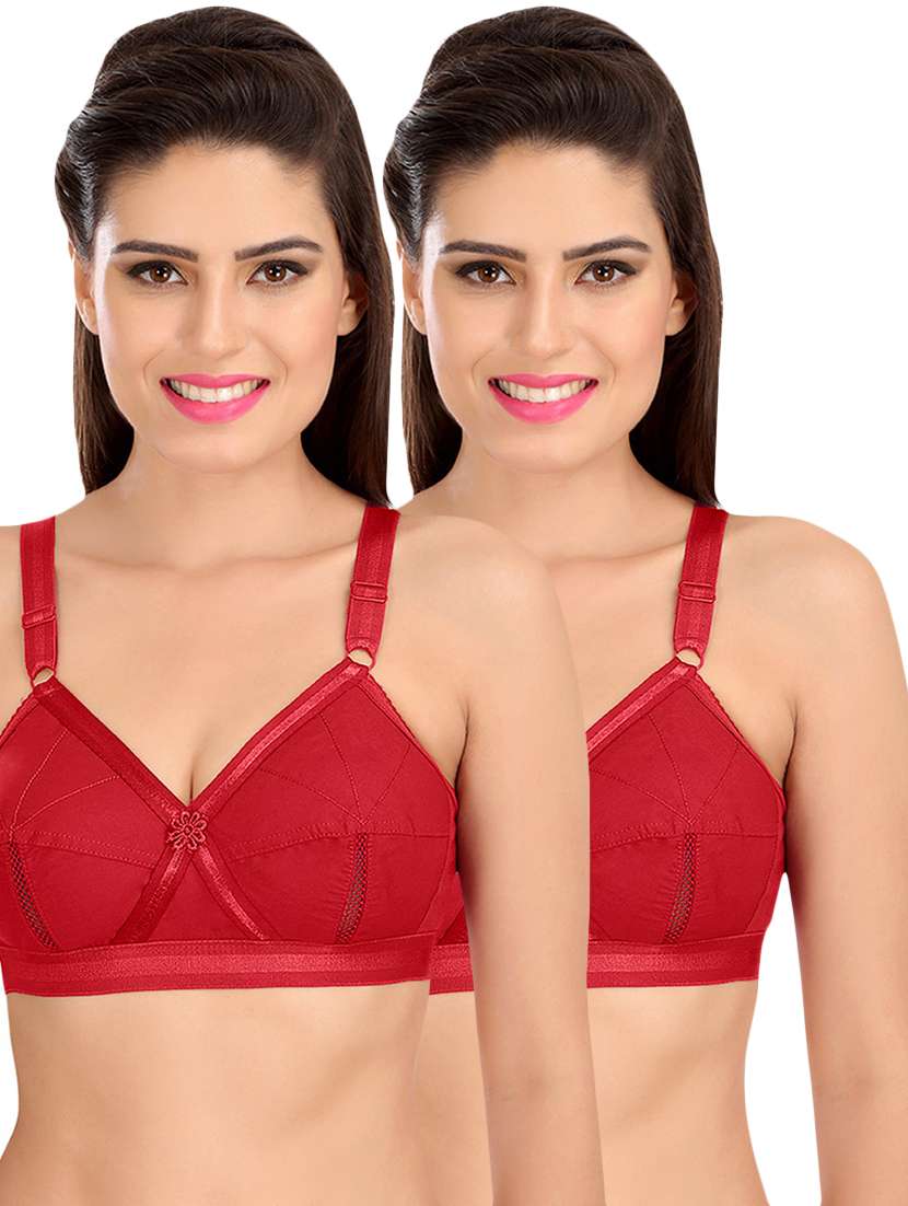 women red solid set of 2 regular bra