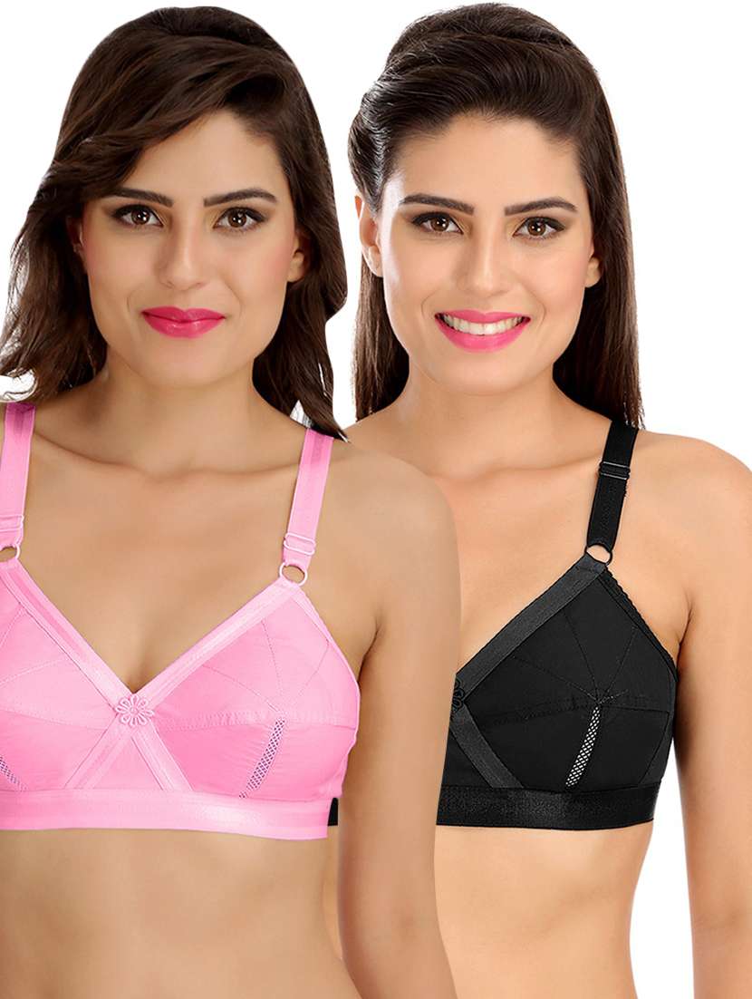 women multicolored solid set of 2 regular bra