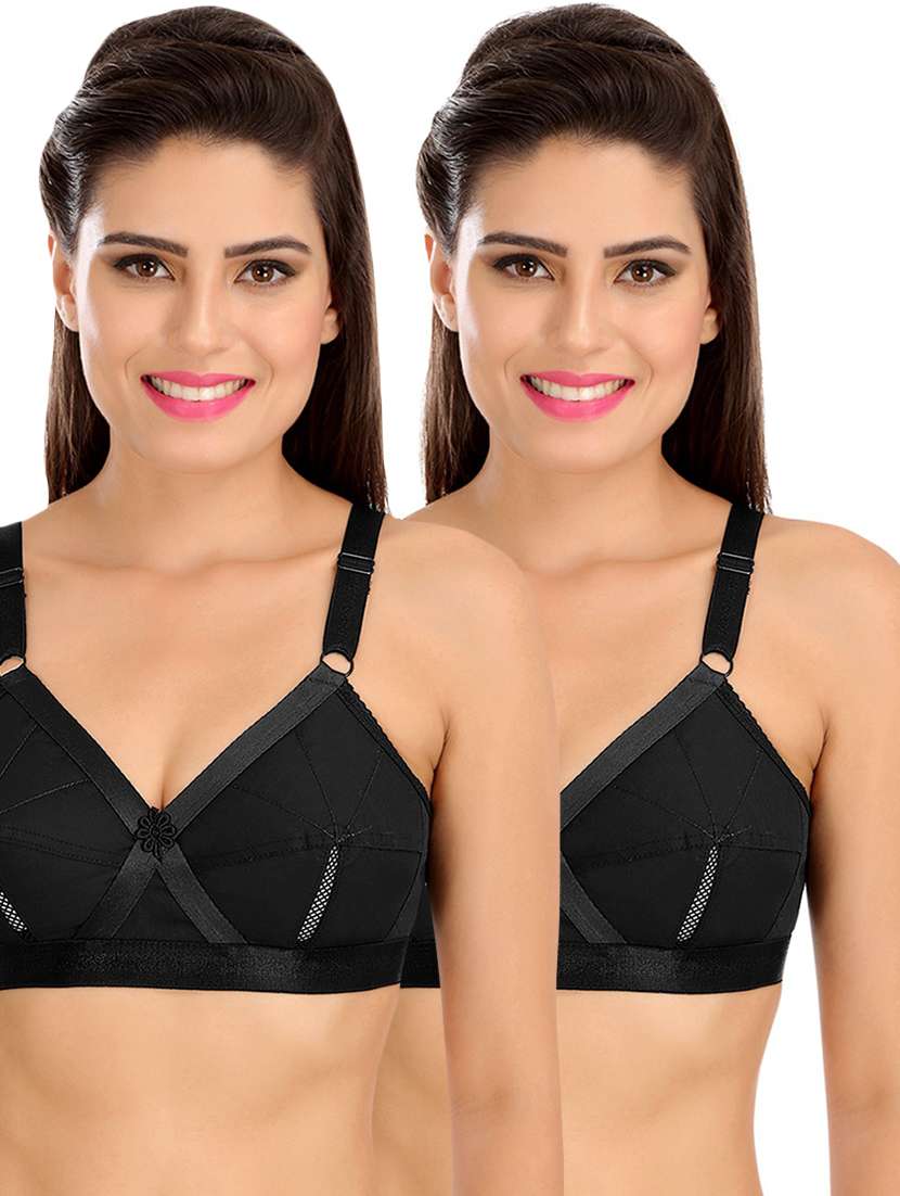 women solid set of 2 regular bra