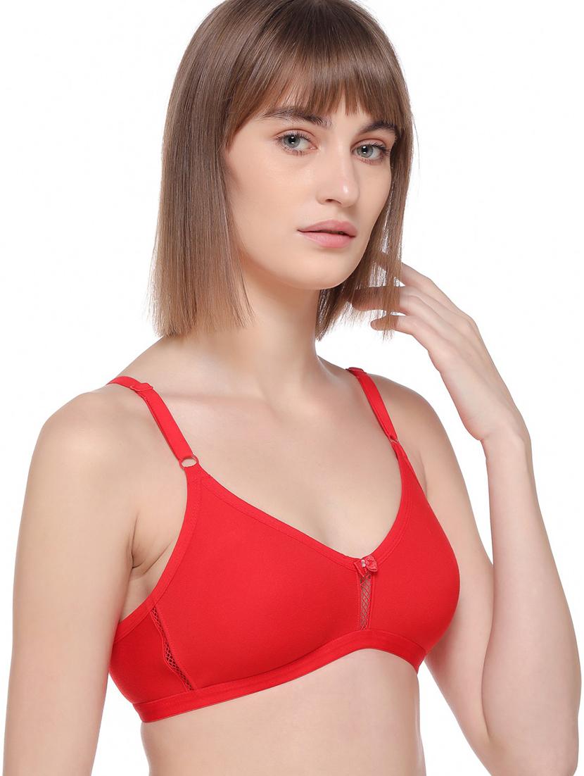 red cotton regular bra - 21141226 - Standard Image - 1