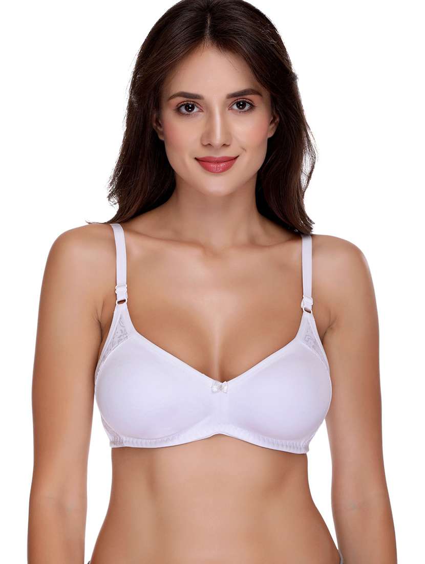 white cotton blend regular bra - 21141259 -  Standard Image - 1
