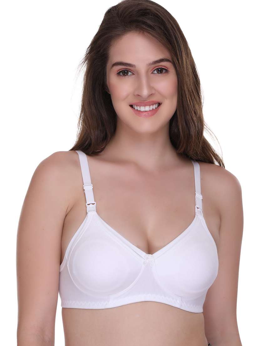 women white solid maternity/nursing bra