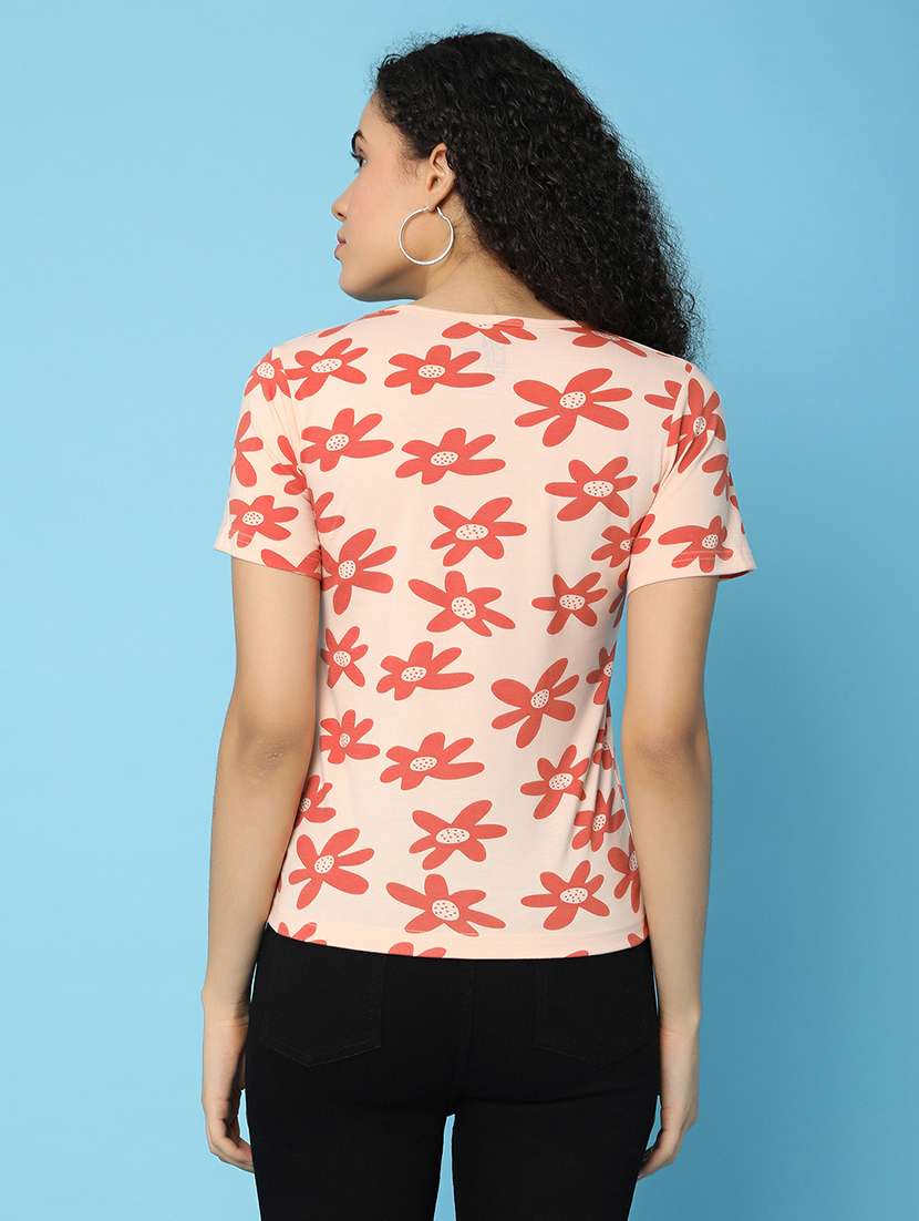 women all over print short sleeves crop t-shirt - 21142394 - Standard Image - 4