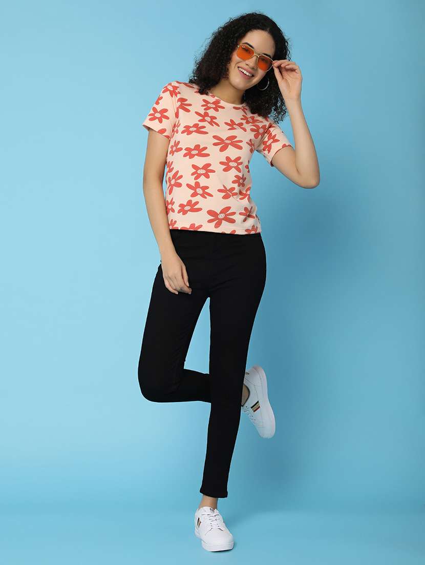 women all over print short sleeves crop t-shirt - 21142394 - Standard Image - 6
