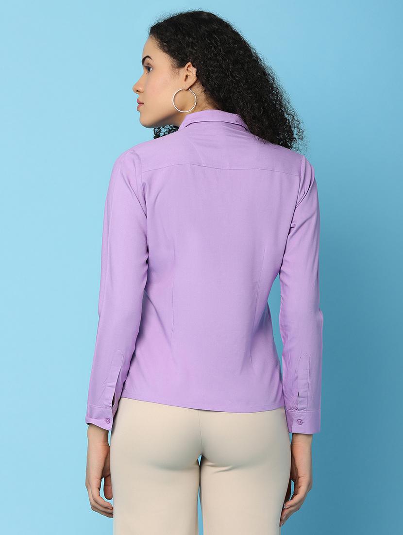 women lavender rayon formal shirt - 21142397 - Standard Image - 4