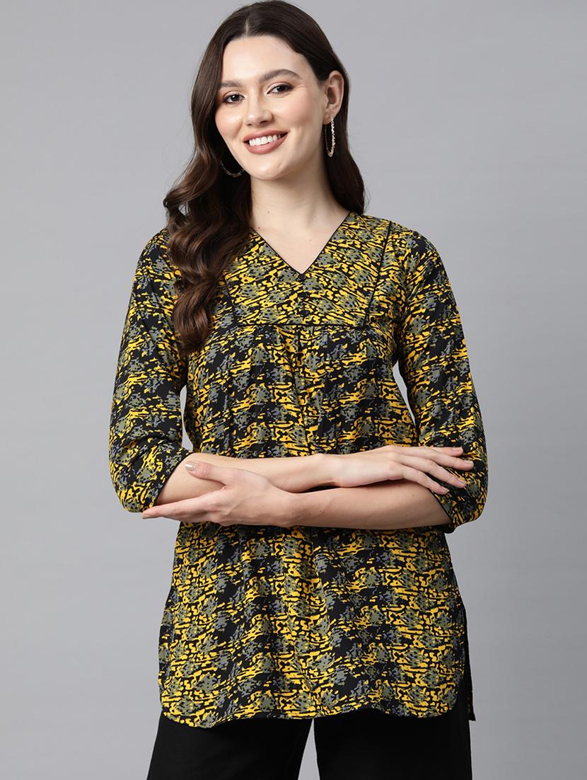 black printed detailed kurti - 21142498 - Zoom Image - 0