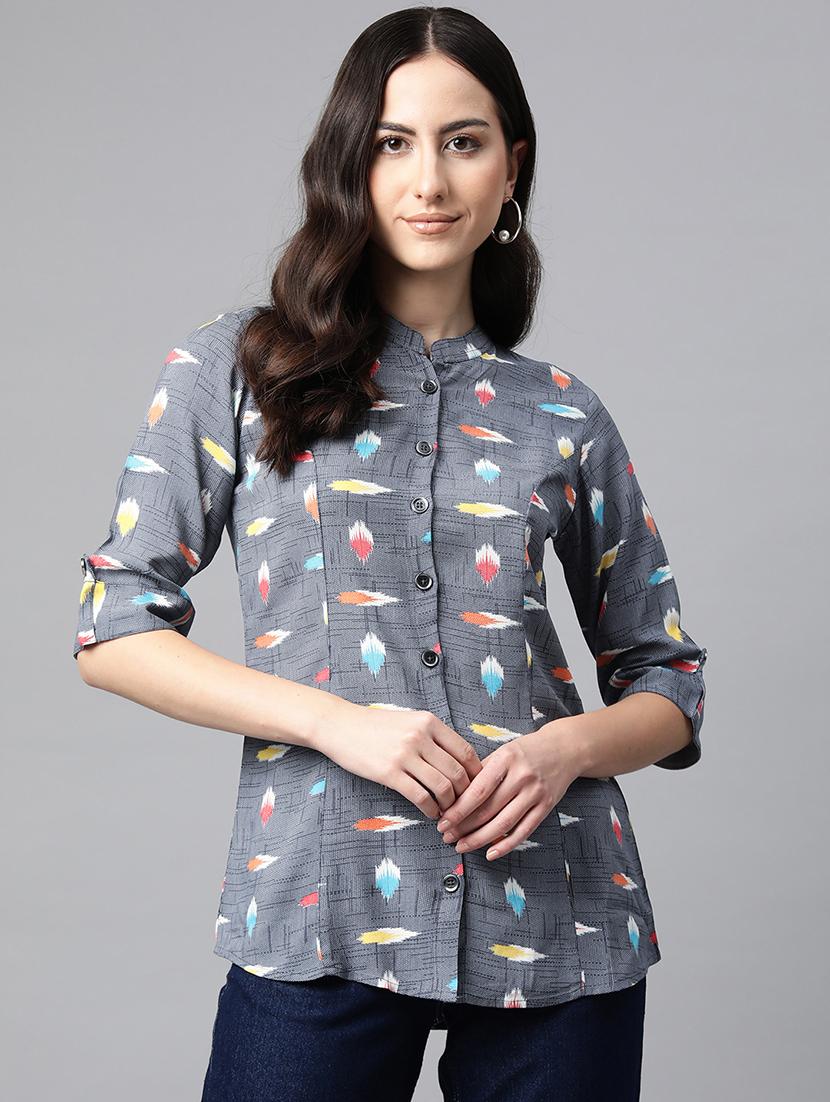 grey printed shirt style top - 21142501 - Zoom Image - 0
