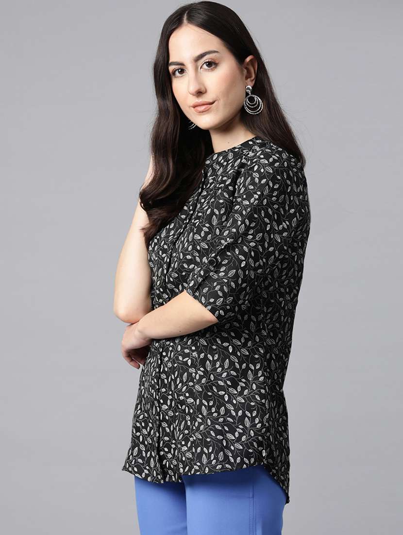 black printed shirt style top - 21142503 -  Standard Image - 1
