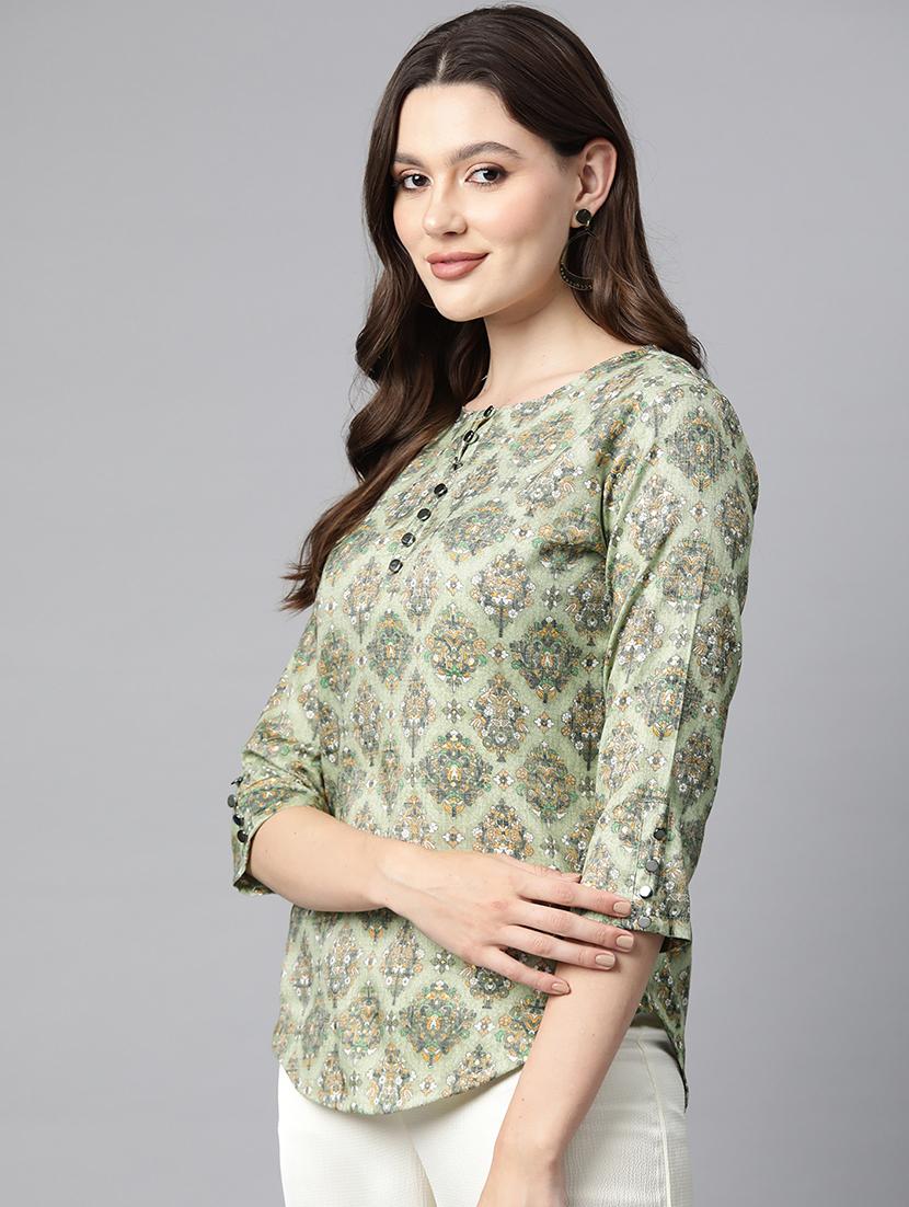 green floral printed top - 21142505 -  Standard Image - 1