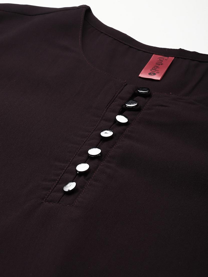 solid coffee brown casual top - 21142506 - Standard Image - 4