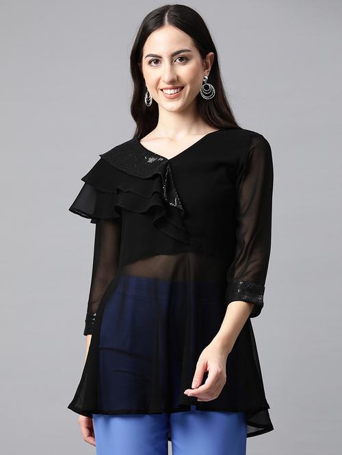solid black sequins detailed top - 21142508 -  Standard Image - 0