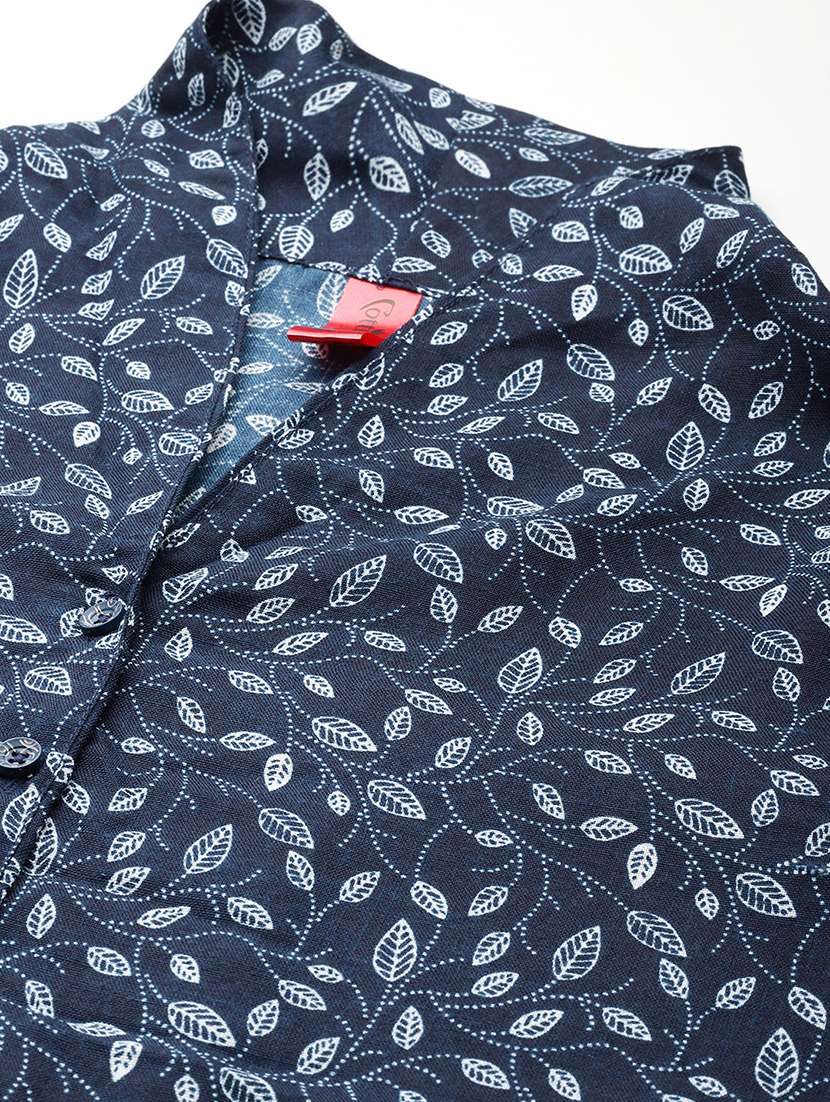 navy blue printed detailed top - 21142514 -  Standard Image - 4