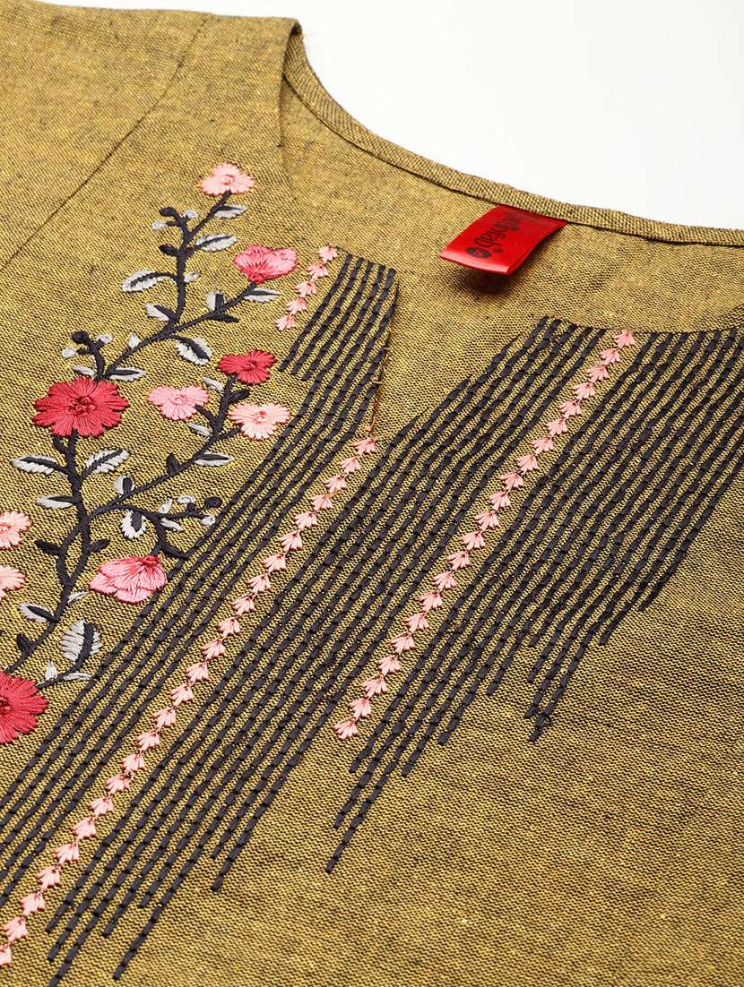 mustard embroidered detailed kurti - 21142519 -  Standard Image - 4