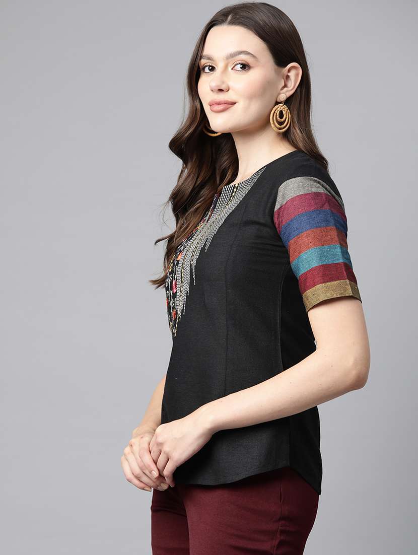 black embroidered detailed kurti - 21142520 -  Standard Image - 1